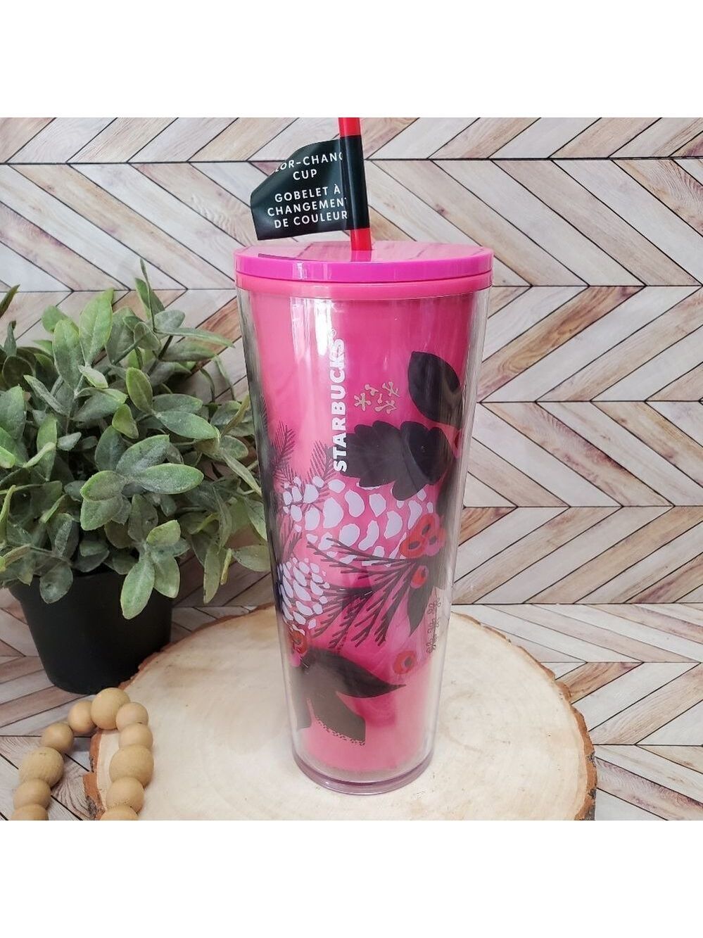 Starbucks Christmas Color Change Pink Pinecone Venti 24oz Holiday Tumbler